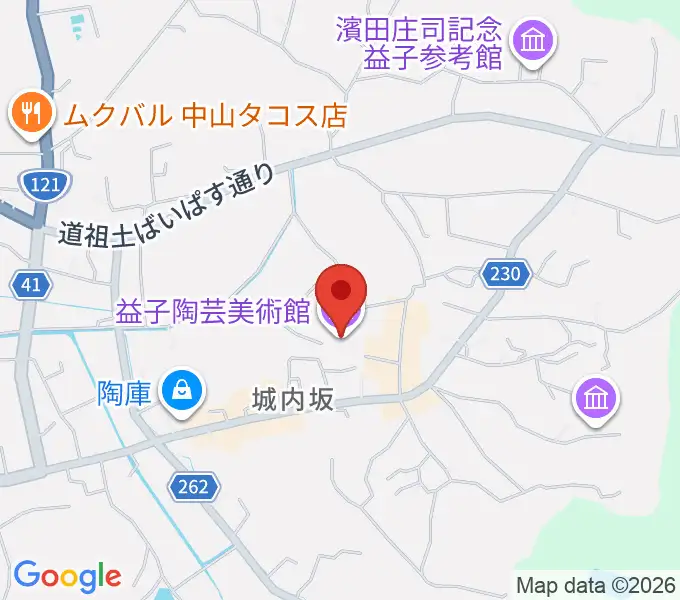 益子陶芸美術館の地図