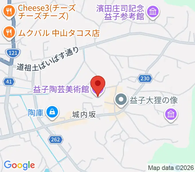 益子陶芸美術館の地図