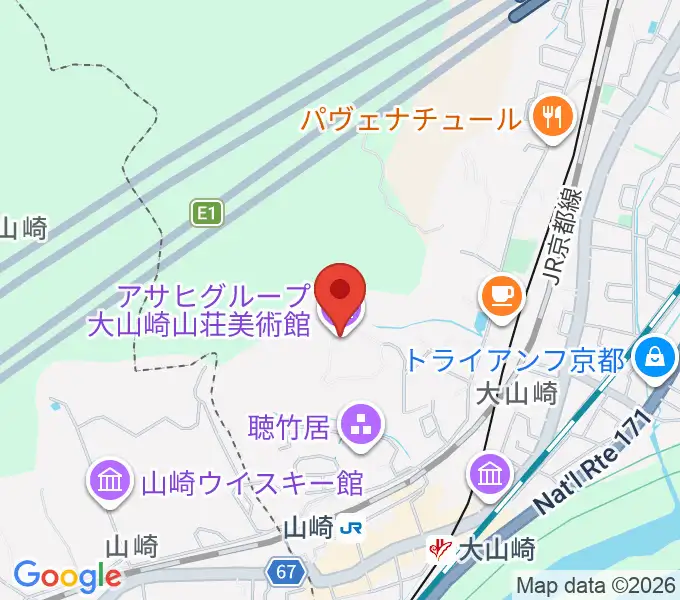 アサヒビール大山崎山荘美術館の地図