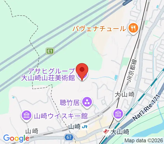 アサヒビール大山崎山荘美術館の地図