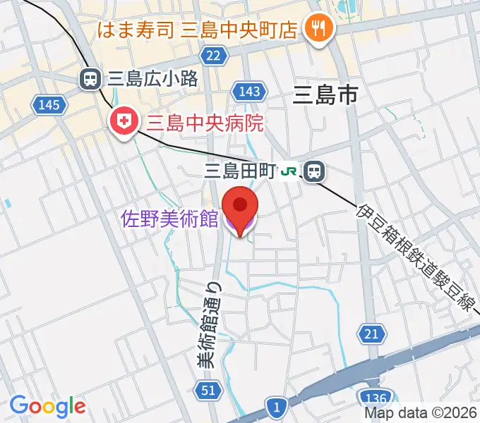 佐野美術館の地図