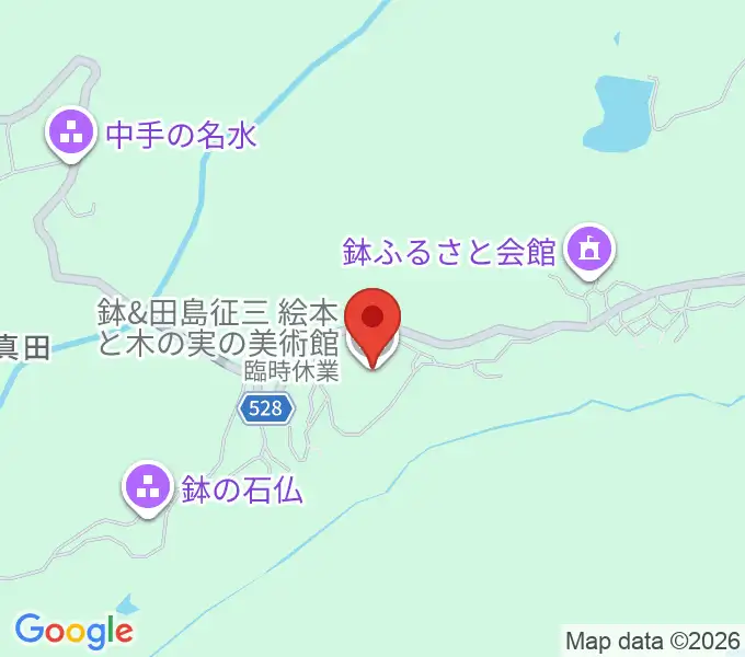 鉢＆田島征三・絵本と木の実の美術館の地図