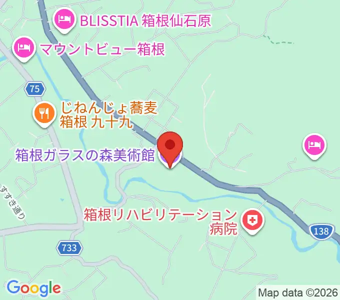 箱根ガラスの森美術館の地図