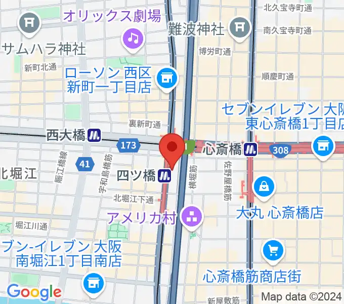 四ツ橋LMスタジオの地図