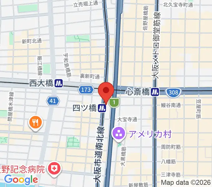 四ツ橋LMスタジオの地図