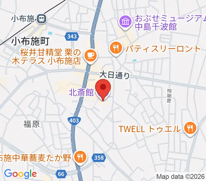 信州小布施北斎館の地図