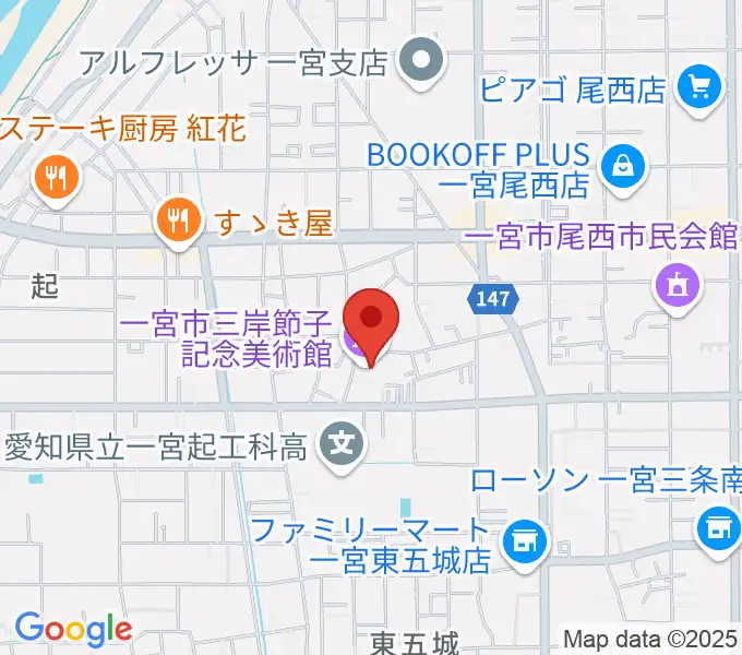 一宮市三岸節子記念美術館の地図
