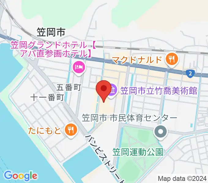 笠岡市民会館の地図