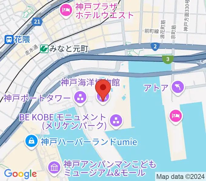 神戸海洋博物館の地図