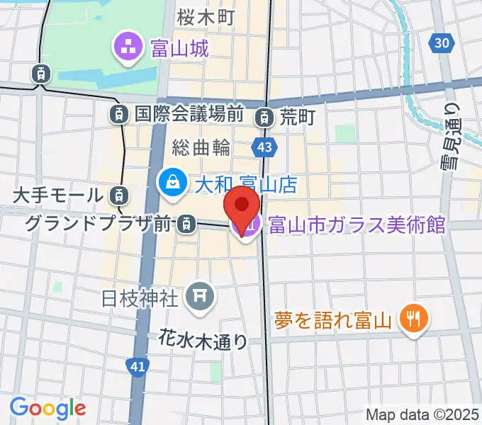 富山市ガラス美術館の地図