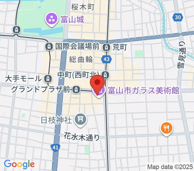 富山市ガラス美術館の地図