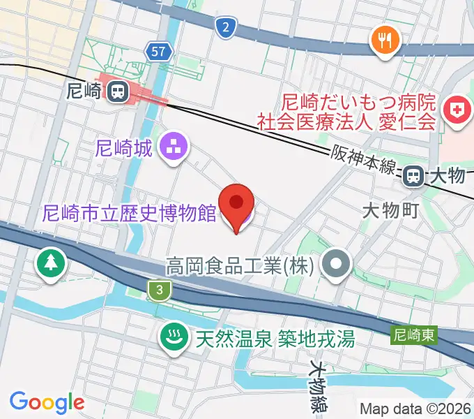 尼崎市立歴史博物館の地図