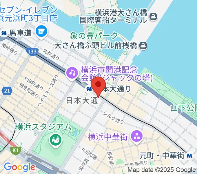 横浜ユーラシア文化館の地図
