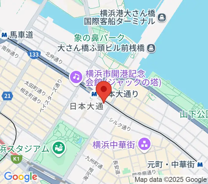 横浜ユーラシア文化館の地図