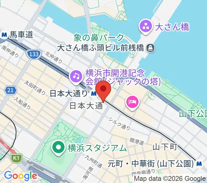 横浜ユーラシア文化館の地図