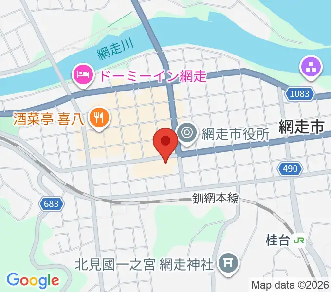 網走市立美術館の地図