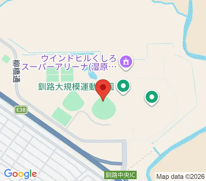 ウインドヒルひがし北海道スタジアムの地図