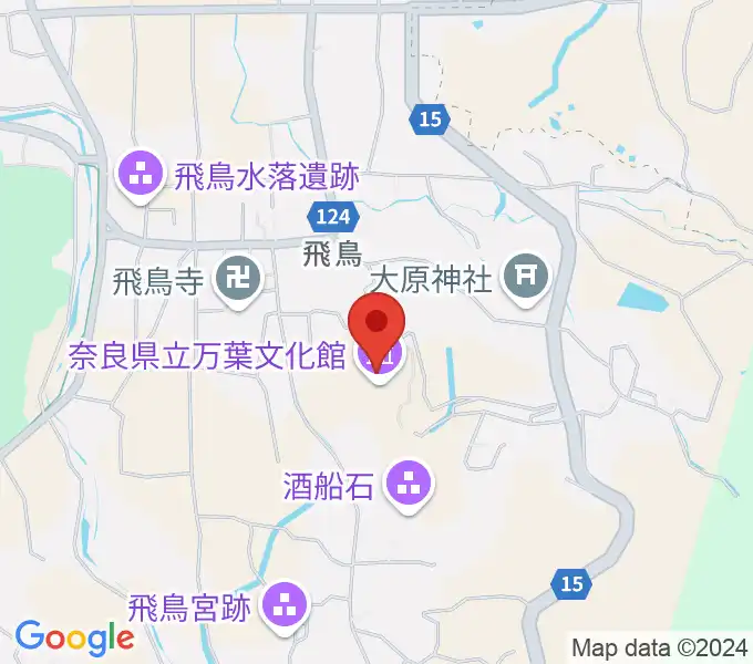 奈良県立万葉文化館の地図