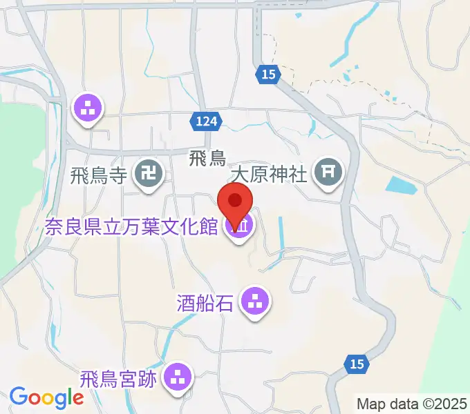 奈良県立万葉文化館の地図