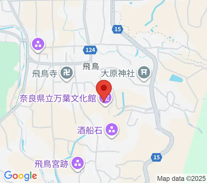 奈良県立万葉文化館の地図