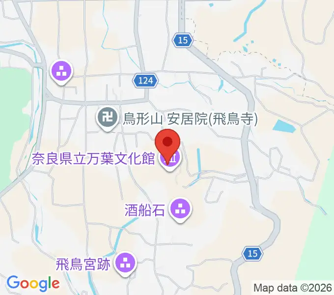 奈良県立万葉文化館の地図