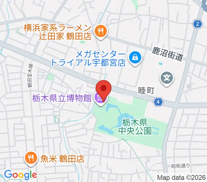 栃木県立博物館の地図