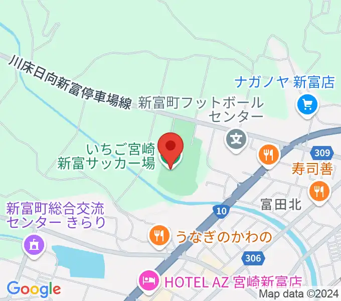 いちご宮崎新富サッカー場の地図