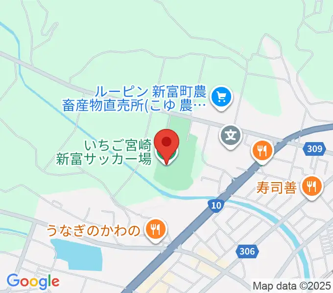 いちご宮崎新富サッカー場の地図