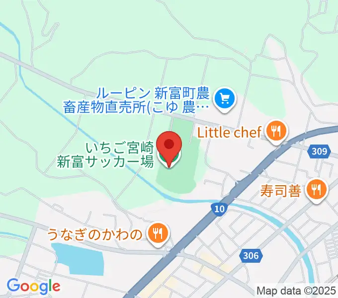 いちご宮崎新富サッカー場の地図
