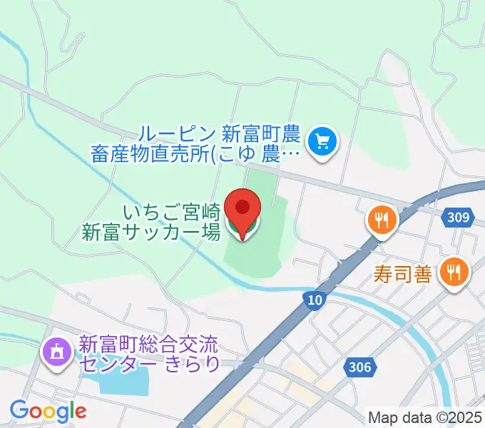 いちご宮崎新富サッカー場の地図