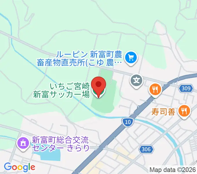 いちご宮崎新富サッカー場の地図