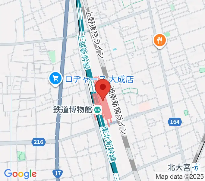 鉄道博物館の地図