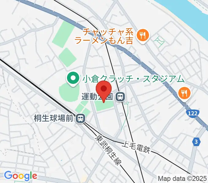 桐生ガススポーツセンターの地図