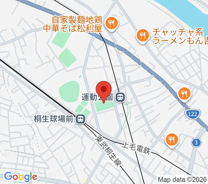 桐生ガススポーツセンターの地図