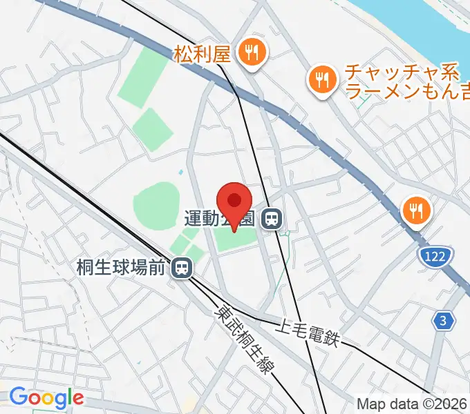 桐生ガススポーツセンターの地図