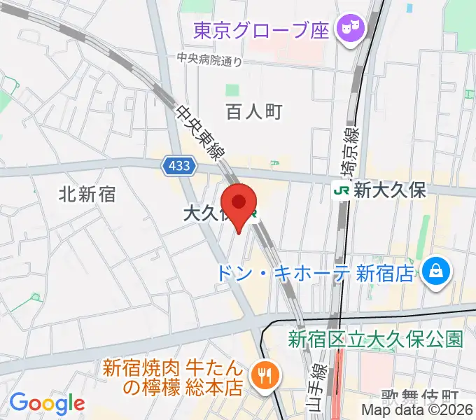 ON AIR 大久保スタジオの地図