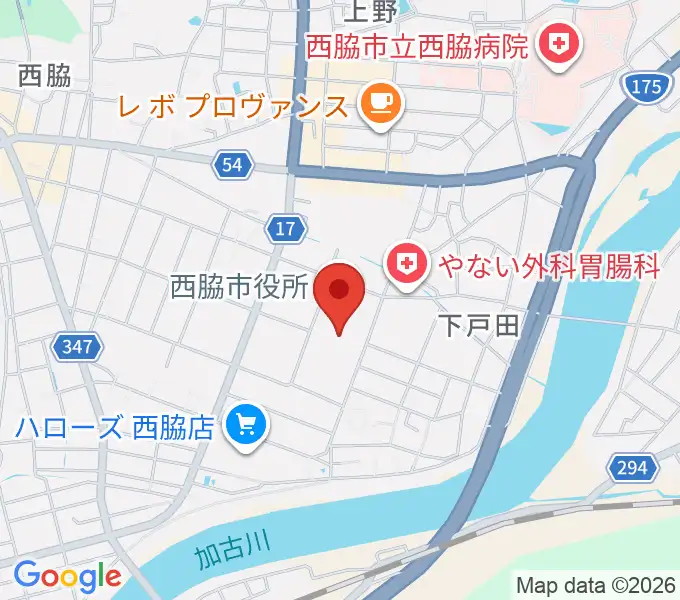 西脇市市民交流施設オリナスの地図