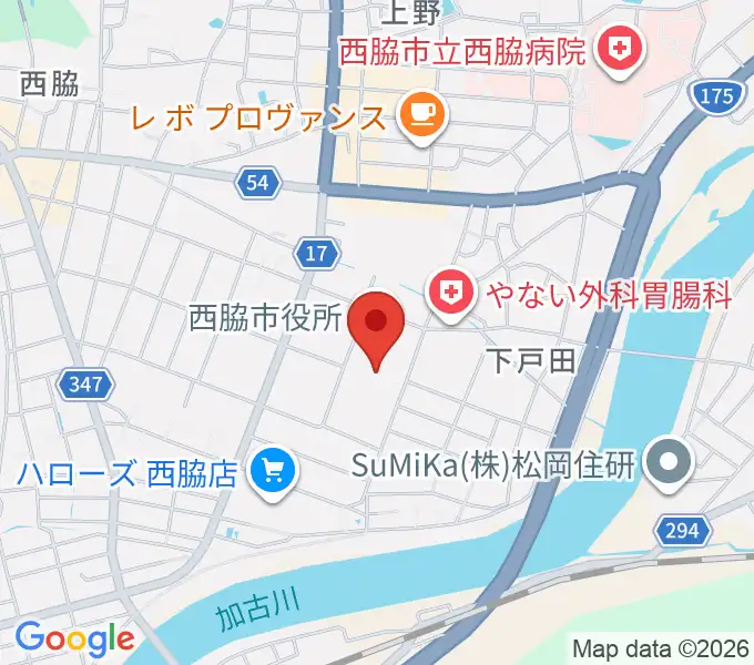 西脇市市民交流施設オリナスの地図