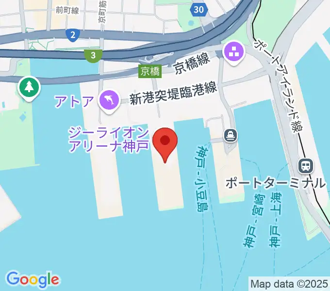 ジーライオンアリーナ神戸の地図