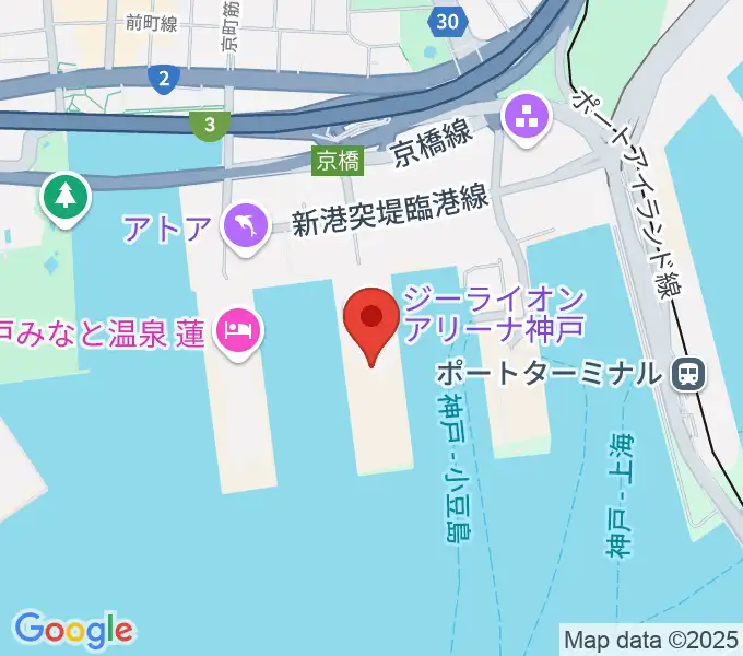 ジーライオンアリーナ神戸の地図