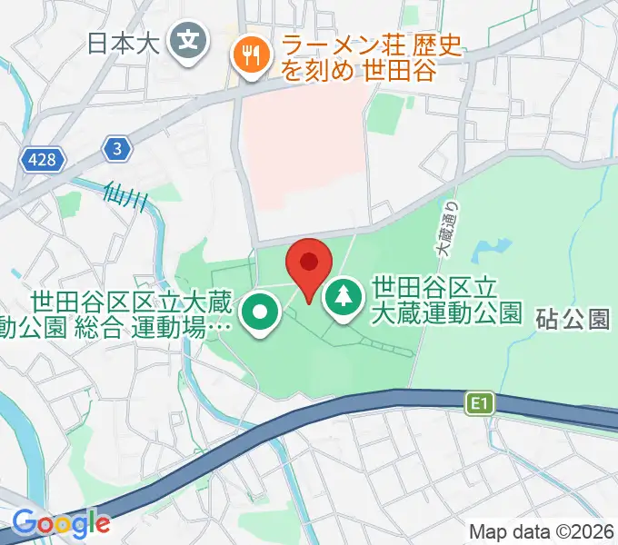 世田谷区立総合運動場体育館の地図