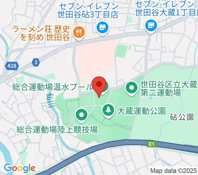 世田谷区立総合運動場温水プールの地図