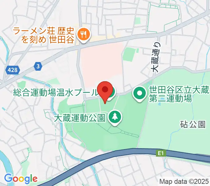 世田谷区立総合運動場温水プールの地図
