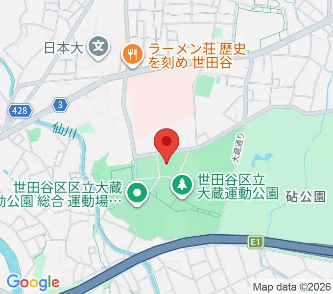 世田谷区立総合運動場温水プールの地図