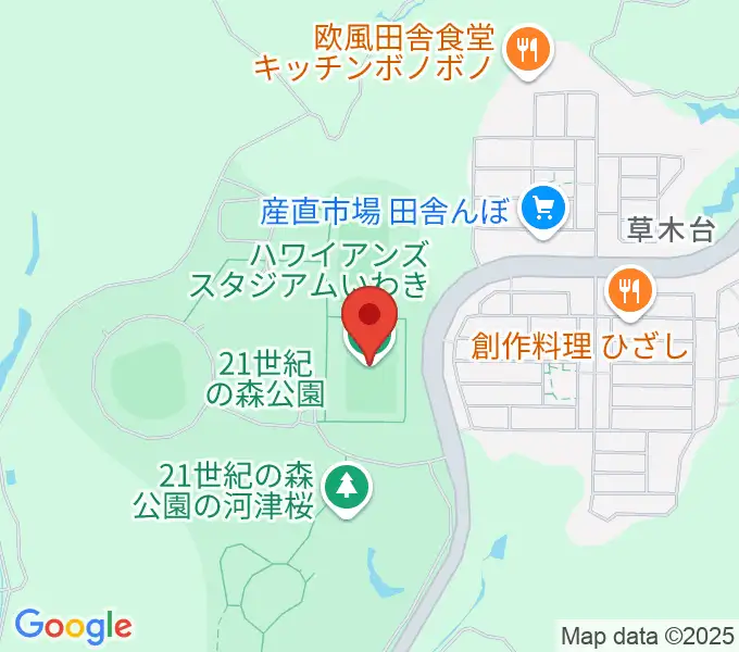 ハワイアンズスタジアムいわきの地図