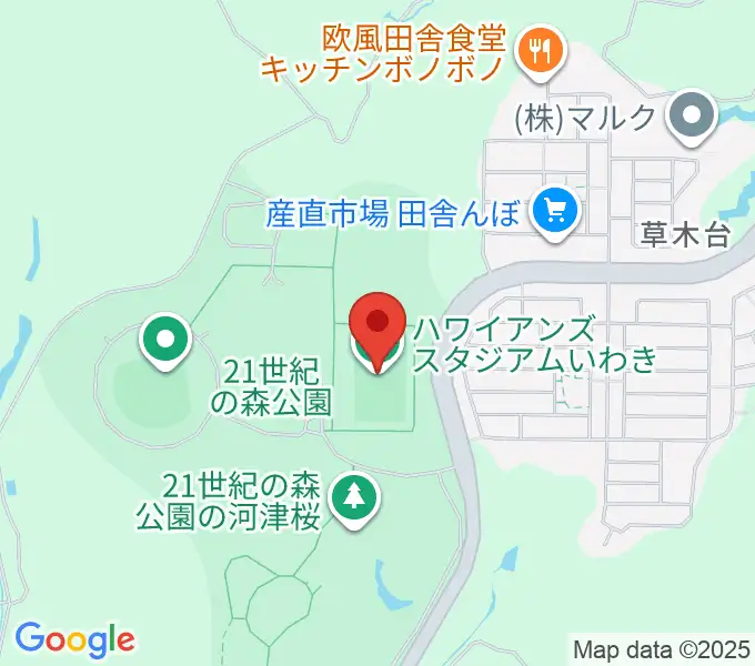 ハワイアンズスタジアムいわきの地図