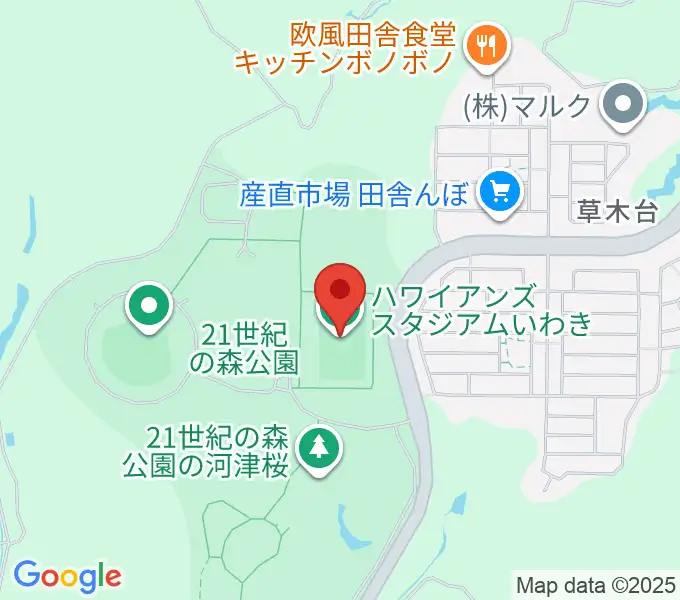 ハワイアンズスタジアムいわきの地図