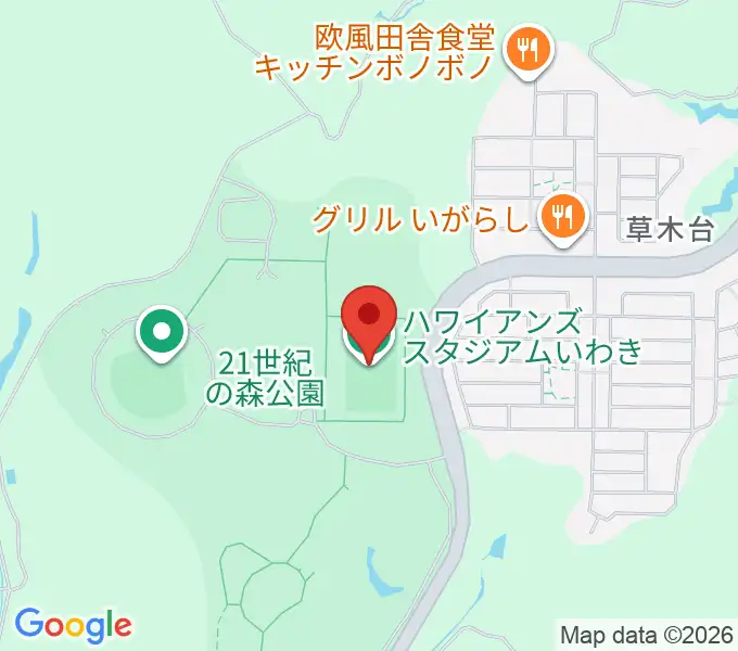 ハワイアンズスタジアムいわきの地図