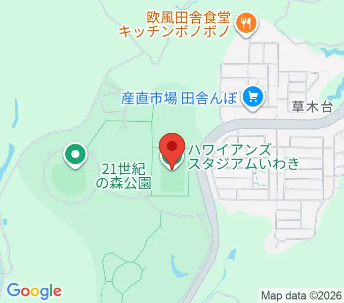 ハワイアンズスタジアムいわきの地図