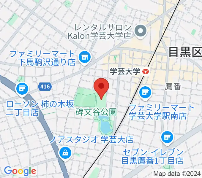 碑文谷体育館の地図